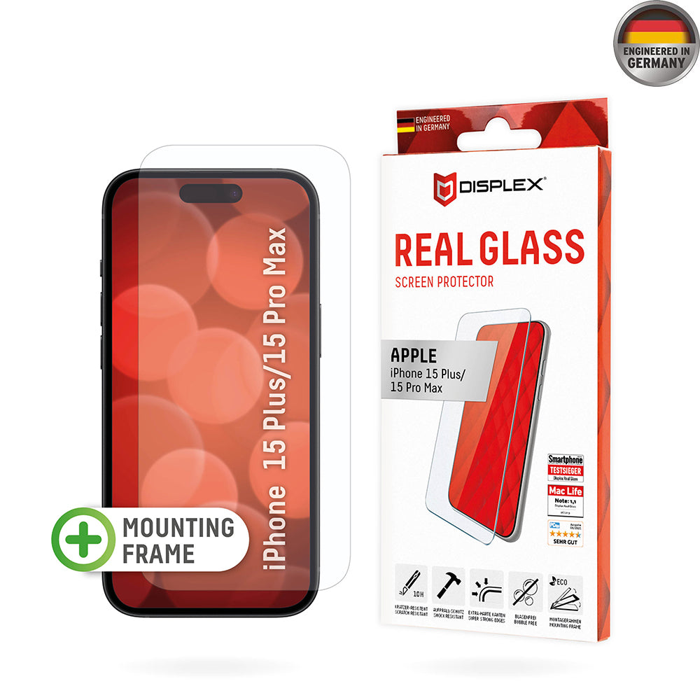 Screen film - Displex - Premium Real Glass 2D (iPhone and Samsung) Easy application KIT included